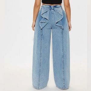 Light Blue Wide-Leg Back Bow Jeans